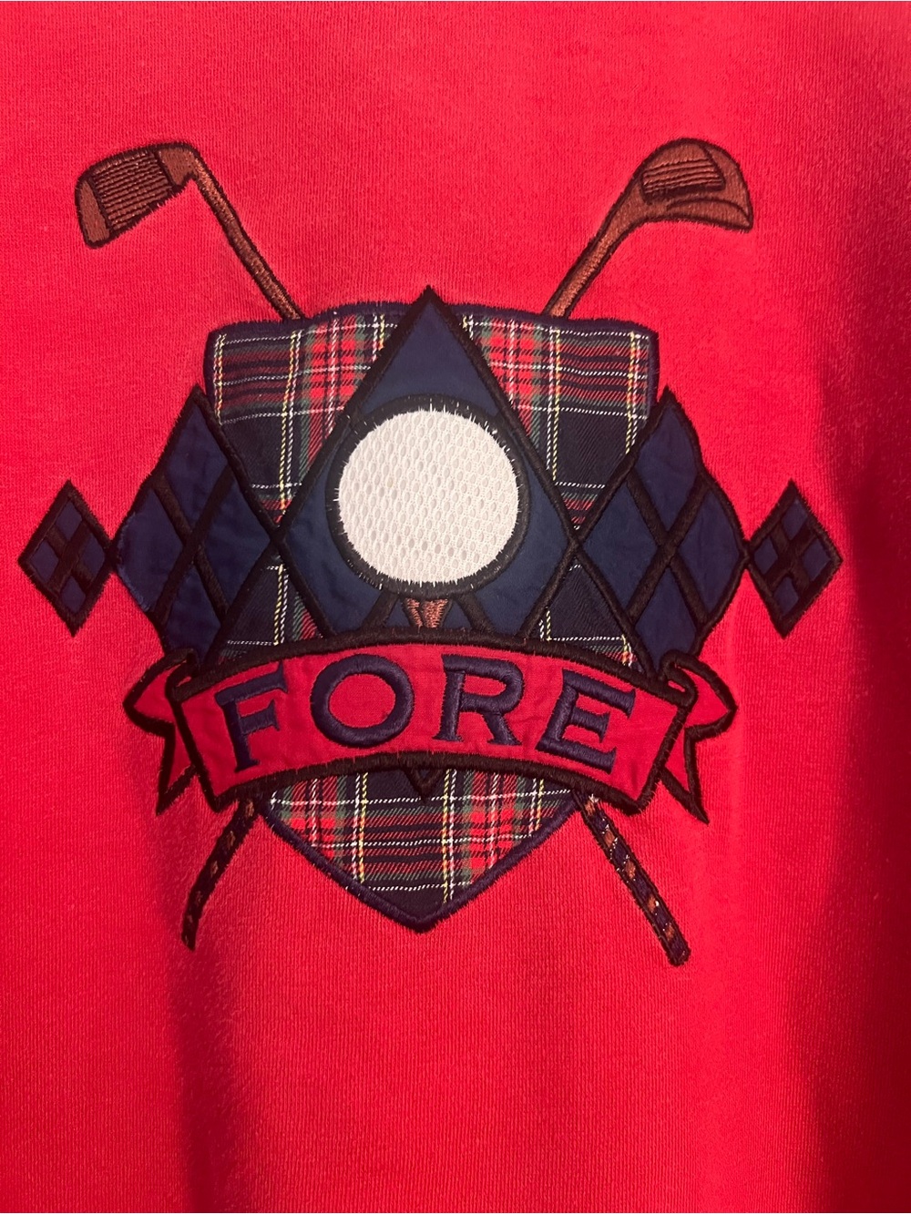 Vintage 90’s Crewneck Embroidered Golf Fore Preppy Sweatshirt XL - Picture 2 of 14